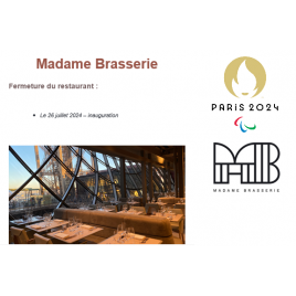 Madame brasserie : le restaurant du 1er étage de la Tour Eiffel, Paris 