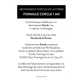 Cercle de la Forme : abonnement Cercle 1 an, 26 Salles En IDF 