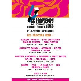 Printemps de Bourges - pass MERCREDI , Bourges, le 15/04/2025